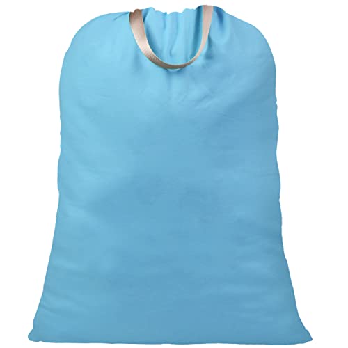 LOLOMLO Extra Large Canvas Laundry Bags with Handles & Drawstring Closure, Heavy Duty Tears Resistant Clothes Storage Travel Bags,25.5"x34",Sky Blue - color: Sky Blue