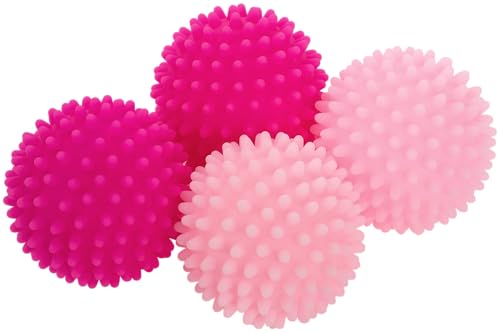 S&T INC. Reusable Plastic Dryer Balls, 4 Pack, 2.5" Diameter, Pink - color: Pink