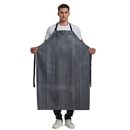 Rubber Waterproof Apron Butcher Heavy Duty -Oil Chemical Resistant Safety Aprons for Cleaning Fish, DishWashing - color: Black Red, size: Large
