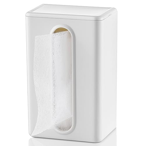 SUBEKYU Magnetic Dryer Sheet Holder Container Dispenser,Plastic,Cream White - color: With lid