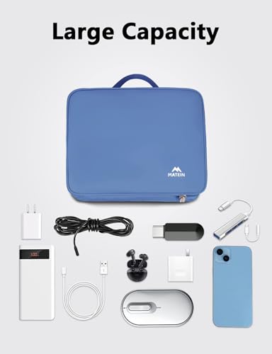 MATEIN Electronics Organizer Case, Cable Organizer Bag with Handle, Blue - color: Blue, size: Medium