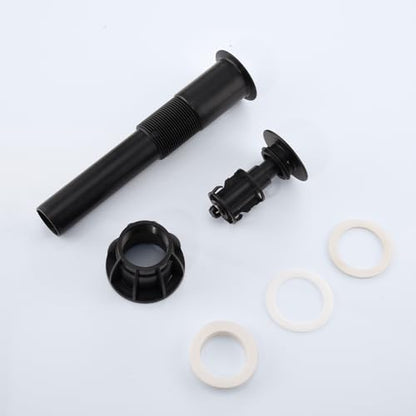 TIORIY Vessel Sink Drain Without Overflow, Plastic Bathroom Pop up Sink Drain Fit for 1 3/4 Inch Vessel Sink, Built-in Anti Clogging Sink Stopper, Matte Black - color: No Overflow Black