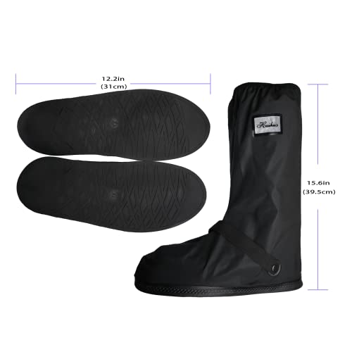 Waterproof Rain Boot Shoe Cover with Reflector Reusable & Foldable - color: Black, size: X-Large