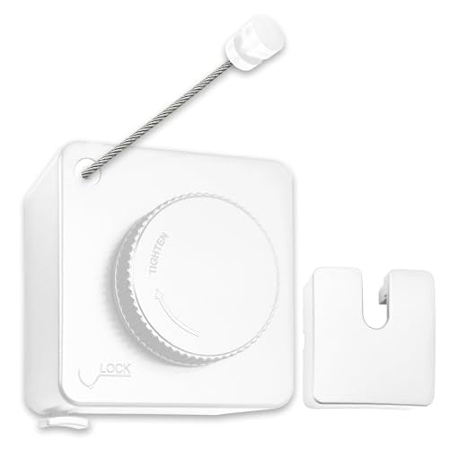Retractable Clothesline Indoor Outdoor Non-Sag 16.2Ft Stainless Line(White) - color: White
