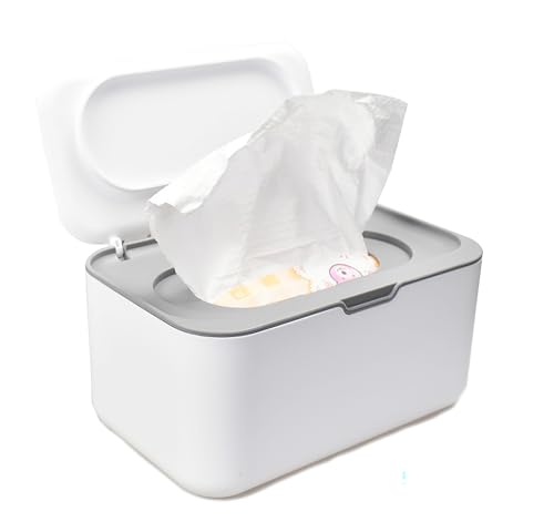 Tissue Box Cover Seal Rectangular Dryer Sheet Dispenser Storage Wet Wipes for Storage on Bathroom Vanity, Countertop, Bedroom Dresser (Gray/White) - color: Gray /White