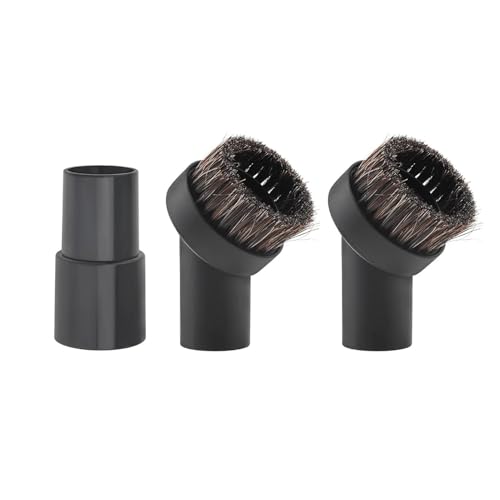 TAODAN 3PCS Vacuum Brush Horsehair Vacuum Attachment Round Dusting Brush with Universal Connector 1 1/4 to 1 3/8 inch Suitable for Cleaning Carpets and Interior Decoration