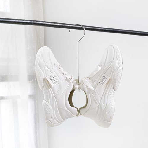 10 Pack Stainless Steel Shoe Drying Rack with Hooks, Multi-Function Hanging Shoe Holder for Shoes and Insoles, Balcony Laundry Shoe Hanger for Home and Outdoor Drying