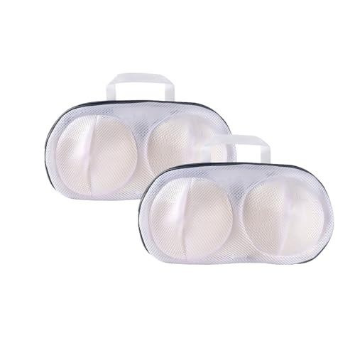 2Pcs Bra Mesh Laundry Bags for Delicates with Premium Zipper Bra Washing Bag for Laundry，Lingerie Bags for Washing Delicates underwear,integrated washing and care - color: White-2PCS