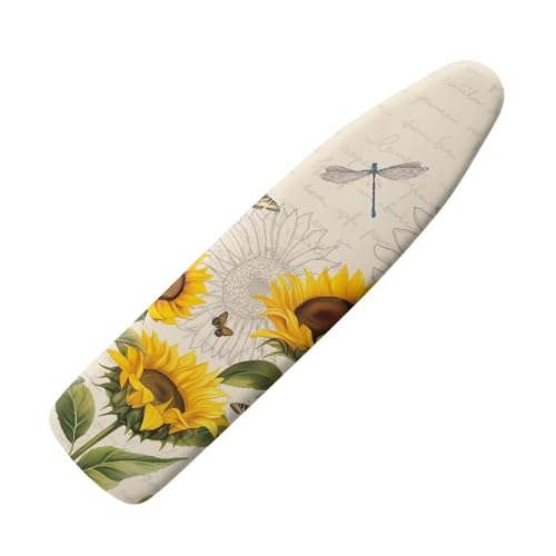 Sunflower Ironing Board Cover with Elastic Edge Stain Resistant Cover for Home Decor 15x54 Inch Ironing Board Cover Protector Standard Size Easy Installation - color: Sunflower Dragonfly