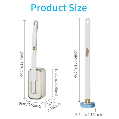 Disposable Toilet Brush and Holder Set with 48 Refill Heads, Hygienic Disposable Brush Head, Wall Mountable Space Saver, No-Touch Handle Operation for Bathroom Cleaner