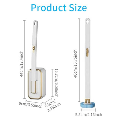 Disposable Toilet Brush and Holder Set with 48 Refill Heads, Hygienic Disposable Brush Head, Wall Mountable Space Saver, No-Touch Handle Operation for Bathroom Cleaner