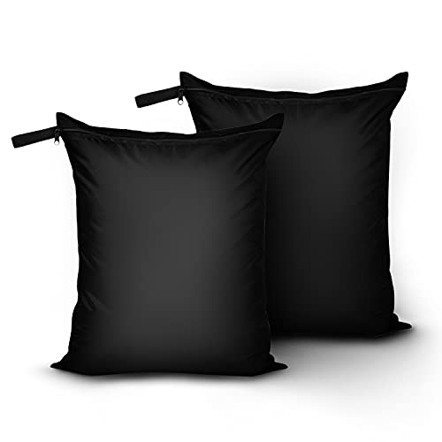 OTraki 2 Pack Laundry Bags 16x20 inch Wet Dry Bag for Swimsuit and Towels Medium Travel Dirty Clothes Bag Machine Washable Laundry Sack for Gym Beach Drying Do Not Exceed 176℉ Black - size: 16 x 20 inch