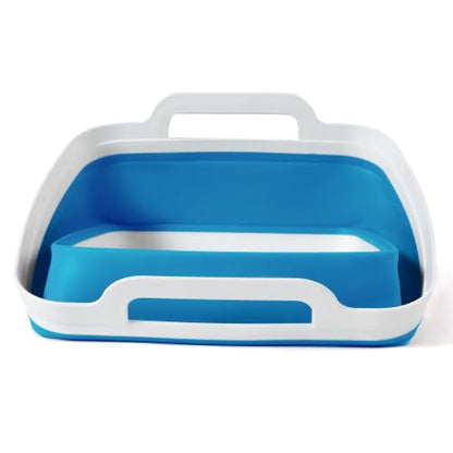 FOSJGO Collapsible Dish Basin with Drain Plug, Foldable Sink, 2.4 Gal (9L) - color: Sky Blue