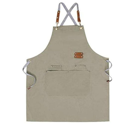 Chef Apron-Cross Back Apron for Men Women with Adjustable Straps - color: Beige