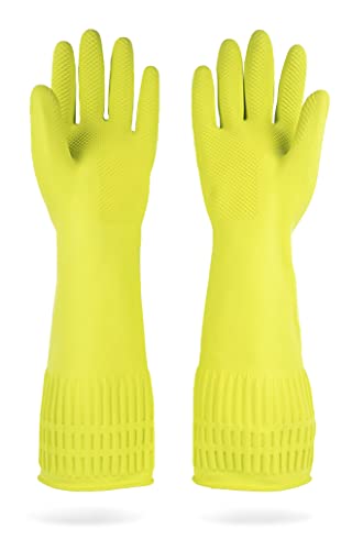 DABOGOSA MAMISON Reusable Household Dishwashing Cleaning Rubber Gloves, Non-Slip Kitchen Glove (1 Pair) - color: Green, size: Medium (Pack of 2)