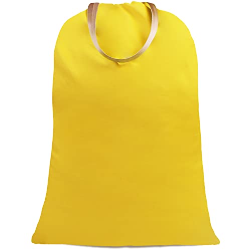 Sanlykate Large Canvas Cotton Laundry Bag with Drawstring & Handles, Heavy Duty Durable Dirty Clothes Organizer, Tear Resistant Hamper Liner Storage Bag, Travel Sack, 25.5 x 34inch - Yellow - color: Yellow