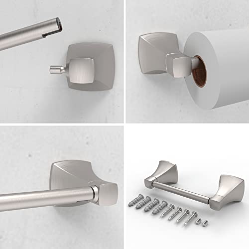 Brushed Nickel Toilet Paper Holder Bathroom Double Post Pivoting Tissue Roll Holder Stainless Steel and Zinc Alloy Wall Mount - color: Brushed Nickel