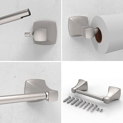 Brushed Nickel Toilet Paper Holder Bathroom Double Post Pivoting Tissue Roll Holder Stainless Steel and Zinc Alloy Wall Mount - color: Brushed Nickel