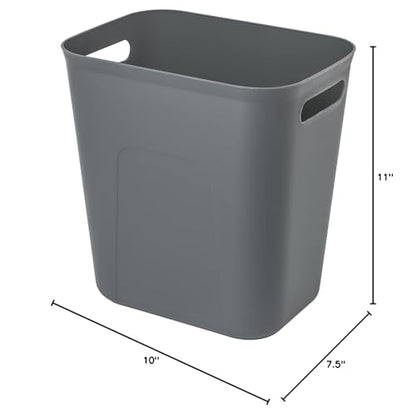 UUJOLY Plastic Small Bathroom Trash Can Wastebasket, 3.5 Gallon, Dark Grey - color: Dark Grey, size: 3.5 Gallon
