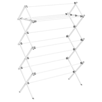 SONGMICS Foldable Clothes Drying Rack, 36.6 x 14.6 x 53.2 Inches - color: White, size: 36.6" W