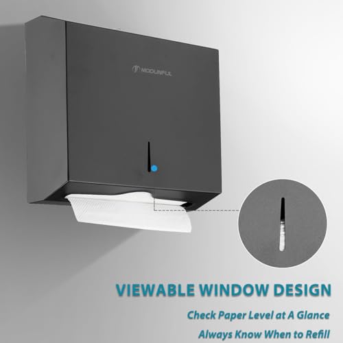 Commercial Paper Towel Dispenser Wall Mount, Large Capacity Stainless Steel Folded Paper Towel Dispenser, Suitable for Bathrooms and Public Places, Matte Black - color: D-392 Black