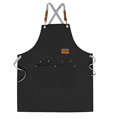 Chef Apron-Cross Back Apron for Men Women with Adjustable Straps - color: Black