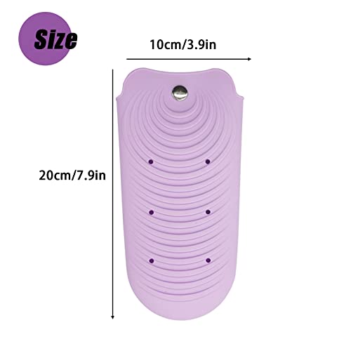Heat Insulating Silicone Mat Pouch for Hair Styling Tools, Curling & Flat Irons Anti-Slip Travel Cover, Small Portable Straightener Pad for Curler Wands Storage, Hot Waver (Purple) - color: Purple
