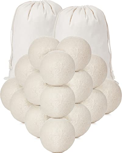Kenning 26 Pcs Wool Dryer Balls Set, 24 Reusable Dryer Balls 2 Muslin Bag - color: White