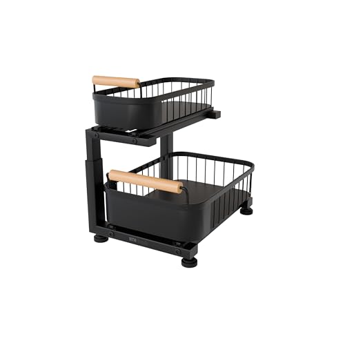 Premium Large Under Sink Organizer, 2-Tier Pull Out, Adjustable