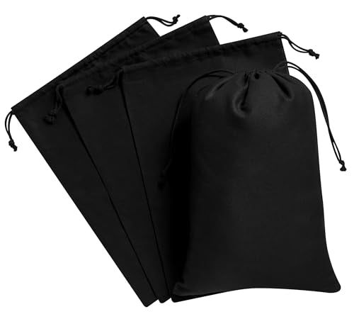 Heavy Duty Cotton Drawstring Bags 4-Pack - 270 GSM Thick Cloth Pouches for Gifts, Travel, Dice, Jewelry, Laundry - Double Drawstring (Rustic Black, 10 x 15 Inches) - color: Rustic Black, size: 10 x 15 Inches