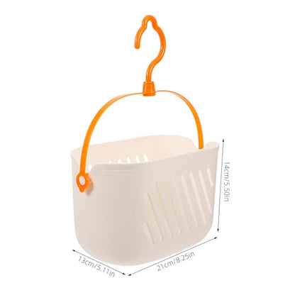 Angoily Small Shower Caddy, Plastic Hanging Basket for Shower with Hook - color: White