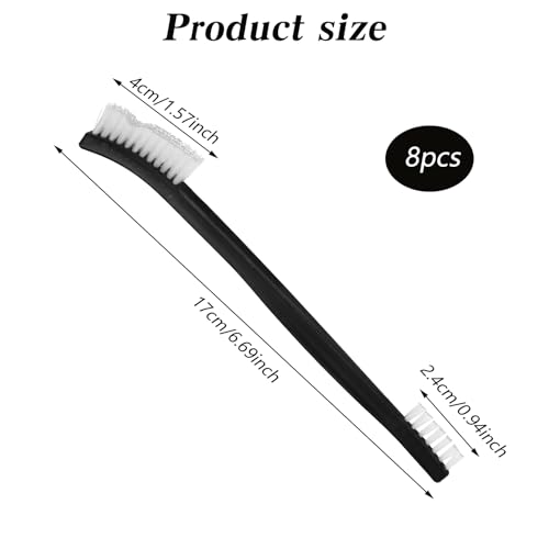 10PCS Double Ended Nylon Cleaning Brushes, Small Brush Black & Transparent