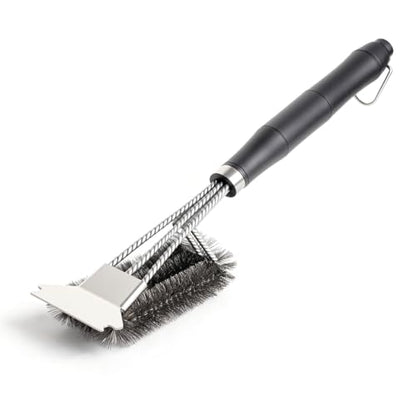 Outdoor Grill Brush with Scraper, BBQ Cleaning Tool for Gas, Infrared, Charcoal, Porcelain Grills.