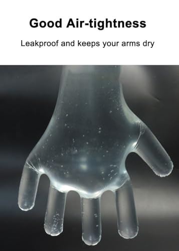 50 Pcs Disposable Long Gloves Full Arm Shoulder Length 35.5 Inch Plastic Dressing Gutting Gloves for Field Dressing House Cleaning Gardening (Come with 20 Free Rubber Bands)