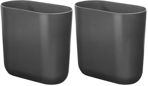 iDesign Small Slim Plastic Bathroom Trash Can, Gray (Pack of 2) - color: Charcoal (Pack of 2), style: Pack of 1