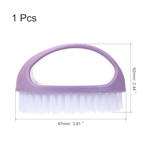 Laundry Scrub Brush, Cleaning Brush with D Handle Laundry Clothes Shoes Scrubbing Brush for Bathroom Carpet Cleaning, Purple