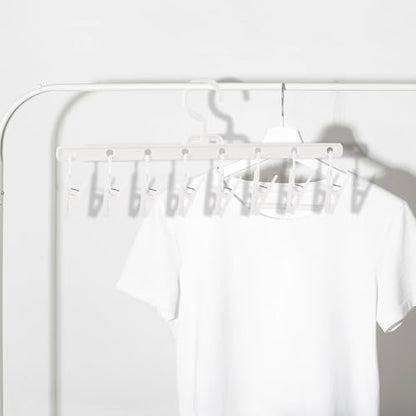 BESTYASH Foldable Windproof Clips Socks Clips Multi-Purpose Hanger with 8 Clips for Socks Underwear Hat Storage Laundry Drying Rack Closet Organization
