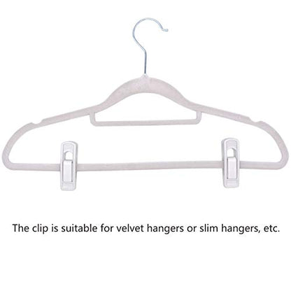 Tinfol 40pc Plastic Hanger Clips - Strong Pinch Grip Clips, White Pant Skirt Clip, Multi-Purpose Finger Clip for Slim-line Clothes Hangers - color: White, size: 40PCS