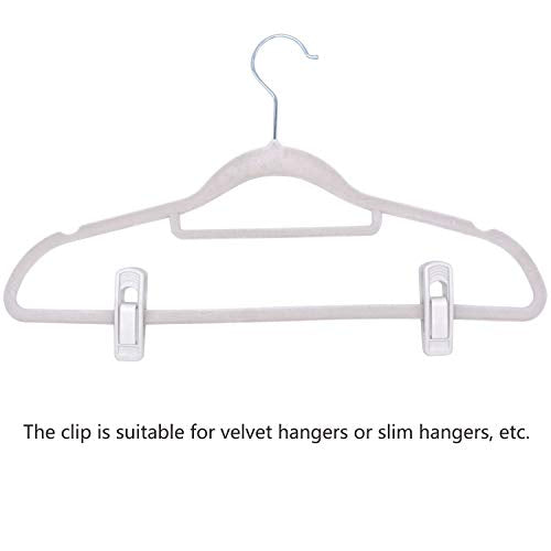 Tinfol 40pc Plastic Hanger Clips - Strong Pinch Grip Clips, White Pant Skirt Clip, Multi-Purpose Finger Clip for Slim-line Clothes Hangers - color: White, size: 40PCS