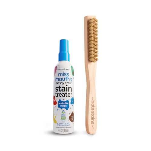 Miss Mouth's Messy Eater Stain Treater 4oz and Laundry Brush – Gentle Fabric Scrub Brush for Spot Cleaning, Pre-Treating Stains & Delicates