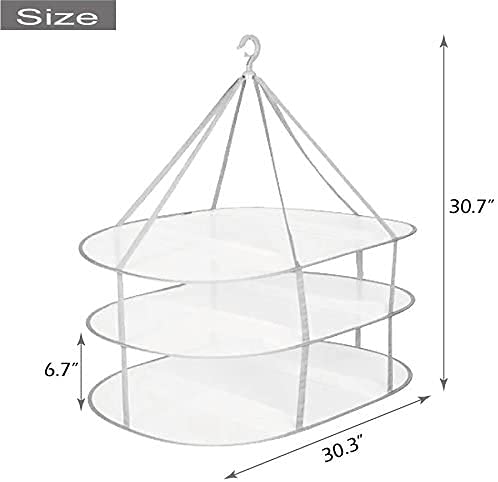 Looca 3-Tier Folded Mesh Clothes Hanging Dryer Sweater Drying Rack 30.3" L * 24.5" W*30.7" H (Pack of 2) - size: 30.3" L x 24.5" W x 30.7" H (Pack of 2)