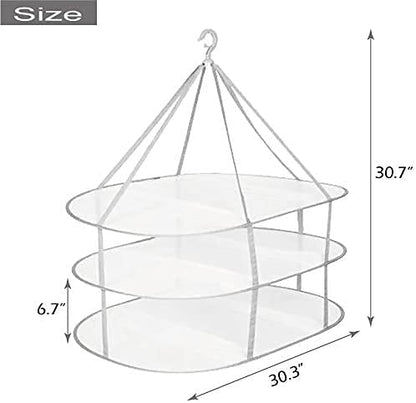 Looca 3-Tier Folded Mesh Clothes Hanging Dryer Sweater Drying Rack 30.3" L * 24.5" W*30.7" H (Pack of 2) - size: 30.3" L x 24.5" W x 30.7" H (Pack of 2)