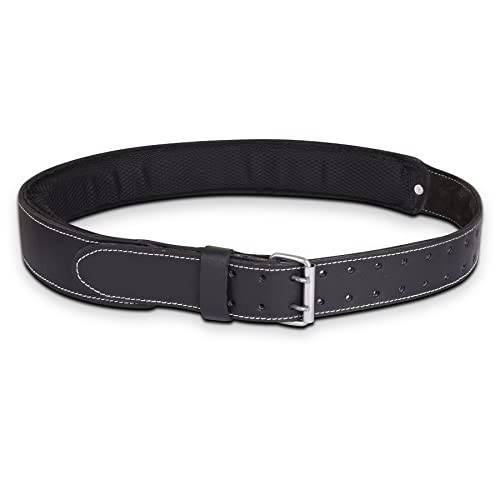 FUERI Leather Work Belt, 3" Wide Adjustable Padded Tool Belt - color: Black