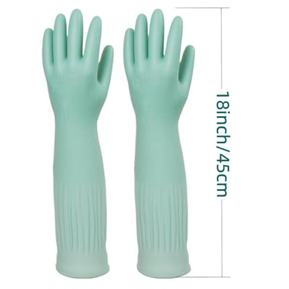 18inch Household Cleaning Rubber Long Gloves Reusable 2Pairs - size: Small