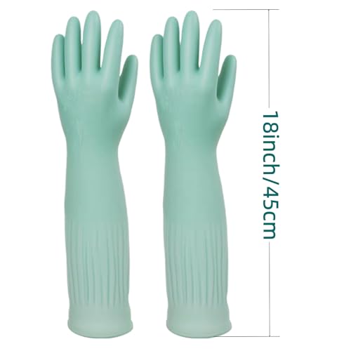 18inch Household Cleaning Rubber Long Gloves Reusable 2Pairs - size: Large