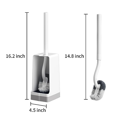 Marbarsse Bathroom Toilet Bowl Brush and Holder, Curved Design Dismount Toilet Brush for Deep Cleaning Under Rim, Best Toilet Brush Set, CompactToilet BowlCleaner Brush for Bathroom, 1 Pack - color: White-1 Pc-b
