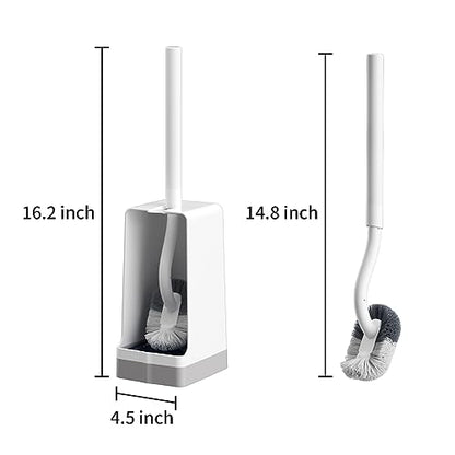 Marbarsse Bathroom Toilet Bowl Brush and Holder, Curved Design Dismount Toilet Brush for Deep Cleaning Under Rim, Best Toilet Brush Set, CompactToilet BowlCleaner Brush for Bathroom, 1 Pack - color: White-1 Pc-b