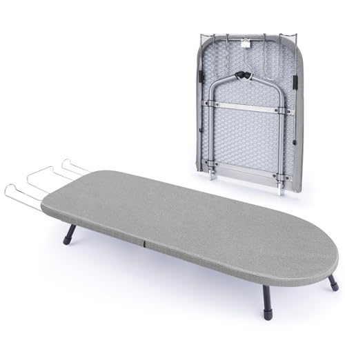 Tabletop Ironing Board with Iron Rest, Metal Mesh Panel - color: Gray