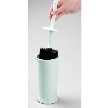 mDesign Toilet Bowl Brush and Holder - Covered Bathroom Toilet Brush - Standing Toilet Bowl Scrubber in Modern Holder - Space Saving, Deep Cleaning Brush for Toilet - Hyde Collection - Mint Green - color: Mint Green, size: Pack of 1