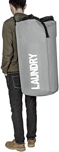Chrislley 106L Collapsible Laundry Basket, Laundry Backpack, Laundry Bag - color: grey